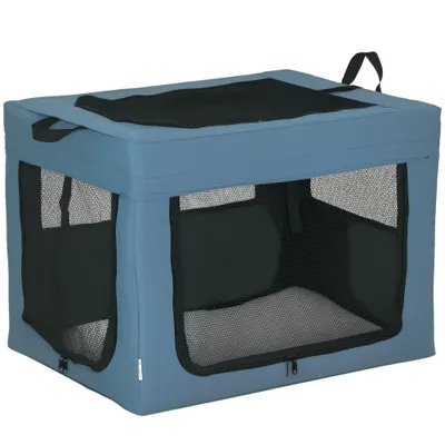 PawHut - Sac pliable pour animaux - 2 poignées, 3 portes - H.51cm - bleu PawHut - Sac pliable pour animaux - 2 poignées, 3 portes - H.51cm - bleu