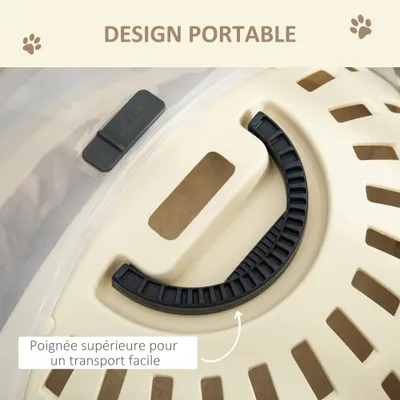 PawHut - Maison Chat Portable, Verrouillable-H.35,2cm - beige