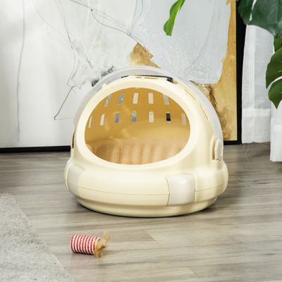 PawHut - Maison Chat Portable, Verrouillable-H.35,2cm - beige