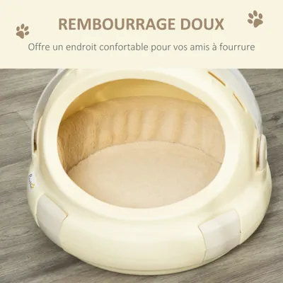 PawHut - Maison Chat Portable, Verrouillable-H.35,2cm - beige