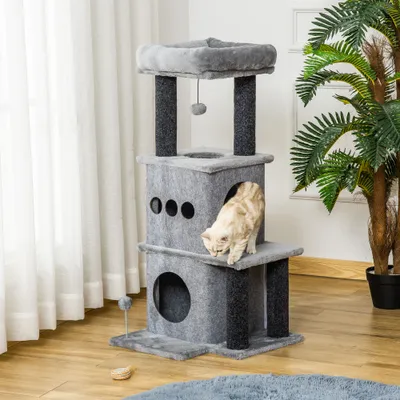 PawHut - arbre à chat multi-équipement H.125 cm - gris