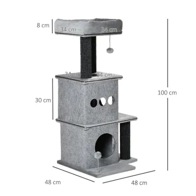 PawHut - arbre à chat multi-équipement H.125 cm - gris