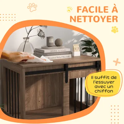 PawHut - Cage chien industrielle porte coulissante à verrou - noir