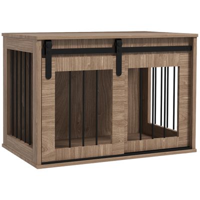 PawHut - Cage chien industrielle porte coulissante à verrou - noir