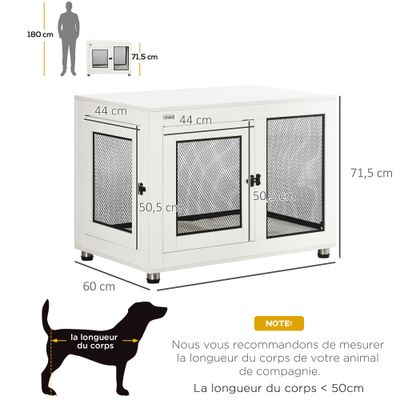 PawHut - Cage pour chien sur pied-2 portes verr. coussin incl.-noir/blanc