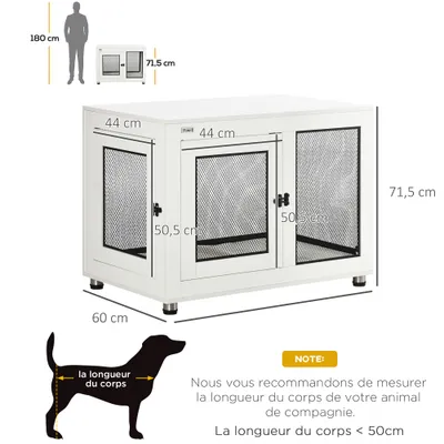 PawHut - Cage pour chien sur pied-2 portes verr. coussin incl.-noir/blanc