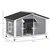 PawHut - niche chien cottage-2 fenêtres, porte, toit ouvrant bitumé - gris