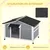PawHut - niche chien cottage-2 fenêtres, porte, toit ouvrant bitumé - gris