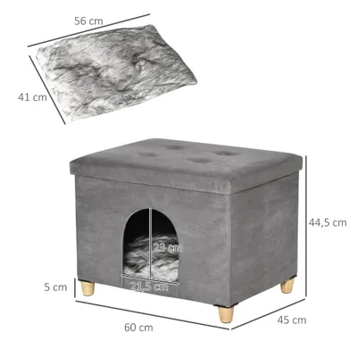 PawHut - Niche chat 2 en 1 avec coussin pliable - gris PawHut - Niche chat 2 en 1 avec coussin pliable - gris