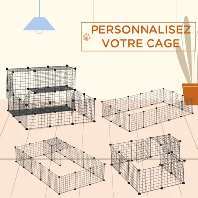 PawHut - Cage pour Rongeurs Modulable 2 Niv-H.70cm - noir