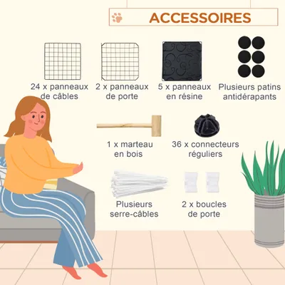 PawHut - Cage pour Rongeurs Modulable 2 Niv-H.70cm - noir