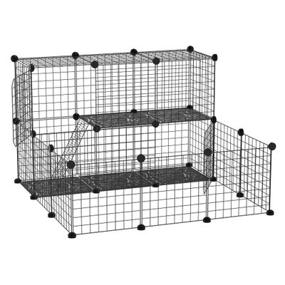 PawHut - Cage pour Rongeurs Modulable 2 Niv-H.70cm - noir