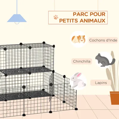 PawHut - Cage pour Rongeurs Modulable 2 Niv-H.70cm - noir