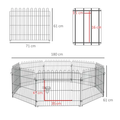 PawHut - Parc enclos pour chiens diamètre 158 cm 8 panneaux H.61cm - noir PawHut - Parc enclos pour chiens diamètre 158 cm 8 panneaux H.61cm - noir