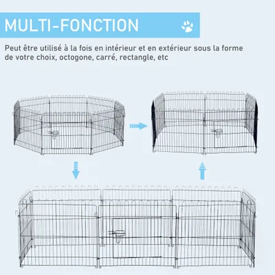 PawHut - Parc enclos pour chiens diamètre 158 cm 8 panneaux H.61cm - noir PawHut - Parc enclos pour chiens diamètre 158 cm 8 panneaux H.61cm - noir