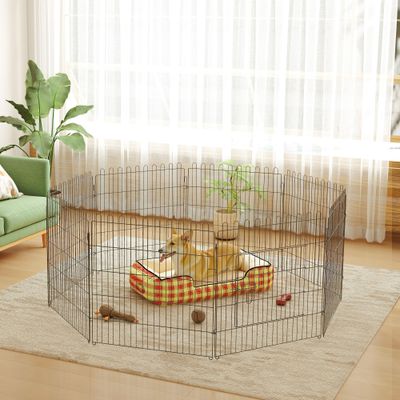 PawHut - Parc enclos pour chiens diamètre 158 cm 8 panneaux H.61cm - noir