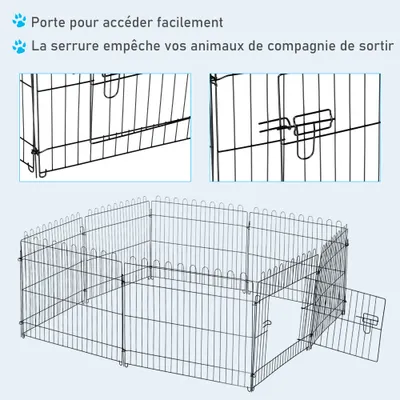 PawHut - Parc enclos pour chiens diamètre 158 cm 8 panneaux H.61cm - noir PawHut - Parc enclos pour chiens diamètre 158 cm 8 panneaux H.61cm - noir