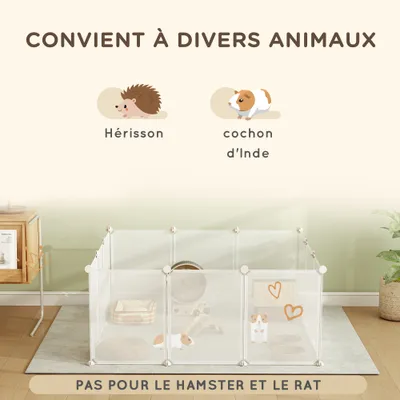 PawHut - Enclos modulable petits animaux avec 12 panneaux H.45 cm - blanc PawHut - Enclos modulable petits animaux avec 12 panneaux H.45 cm - blanc