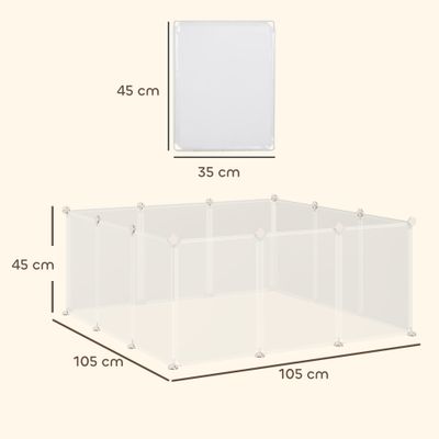 PawHut - Enclos modulable petits animaux avec 12 panneaux H.45 cm - blanc