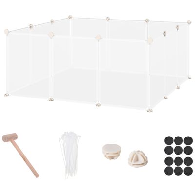 PawHut - Enclos modulable petits animaux avec 12 panneaux H.45 cm - blanc