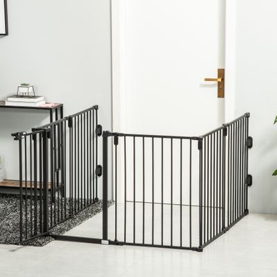 PawHut - Parc enclos chien modulable pliable porte verrou. H.76 cm - noir