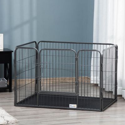 PawHut - Cage chien démontable verrouillable plateau int./ext. - gris noir
