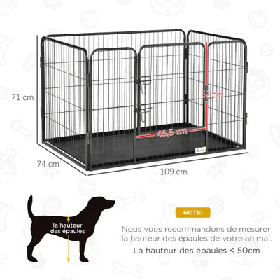 PawHut - Cage chien démontable verrouillable plateau int./ext. - gris noir
