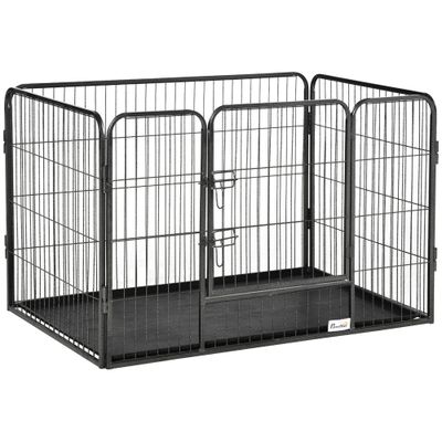 PawHut - Cage chien démontable verrouillable plateau int./ext. - gris noir
