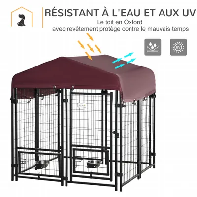 PawHut - Chenil extérieur - toit UV imperm. - pourpre