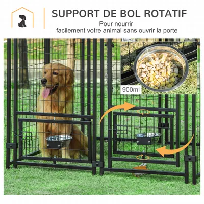PawHut - Chenil extérieur - toit UV imperm. - pourpre