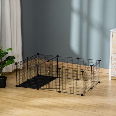 PawHut - Parc à Rongeurs Modulable H.35cm - noir