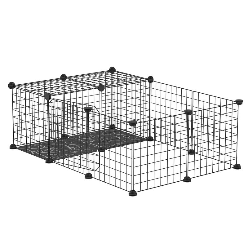 PawHut - Parc à Rongeurs Modulable H.35cm - noir
