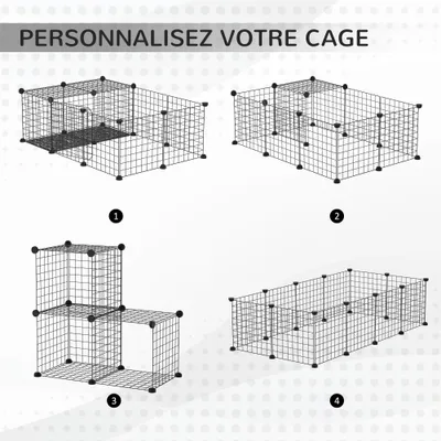 PawHut - Parc à Rongeurs Modulable H.35cm - noir PawHut - Parc à Rongeurs Modulable H.35cm - noir