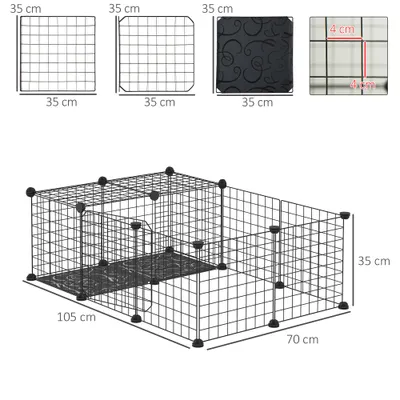 PawHut - Parc à Rongeurs Modulable H.35cm - noir PawHut - Parc à Rongeurs Modulable H.35cm - noir