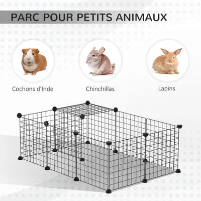 PawHut - Parc à Rongeurs Modulable H.35cm - noir PawHut - Parc à Rongeurs Modulable H.35cm - noir