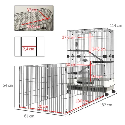 PawHut - Cage petits animaux avec 3 plateaux H.114 cm - noir PawHut - Cage petits animaux avec 3 plateaux H.114 cm - noir