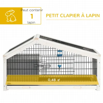 PawHut - Cage à lapin avec plateau,abreuvoir,toit verrou. - noir gris blanc