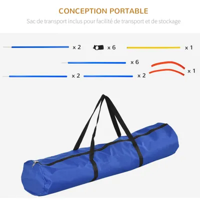 PawHut - Kit Agilité avec 6 Poteaux, Obstacle - bleu jaune rouge
