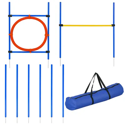 PawHut - Kit Agilité avec 6 Poteaux, Obstacle - bleu jaune rouge