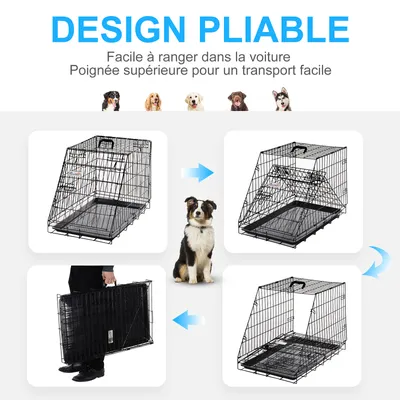 PawHut - Cage de Transport pour Chien Taille L H.55 cm - noir PawHut - Cage de Transport pour Chien Taille L H.55 cm - noir