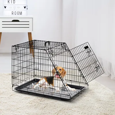 PawHut - Cage de Transport pour Chien Taille L H.55 cm - noir PawHut - Cage de Transport pour Chien Taille L H.55 cm - noir