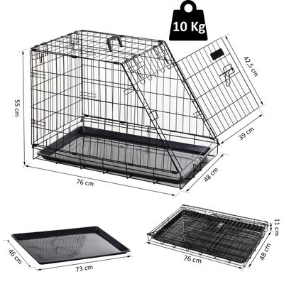 PawHut - Cage de Transport pour Chien Taille L H.55 cm - noir