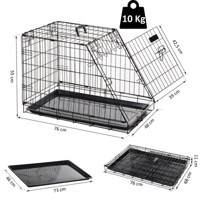 PawHut - Cage de Transport pour Chien Taille L H.55 cm - noir PawHut - Cage de Transport pour Chien Taille L H.55 cm - noir