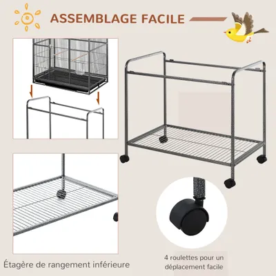 PawHut - Cage oiseaux portable 4 mangeoires PawHut - Cage oiseaux portable 4 mangeoires