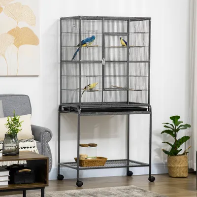 PawHut - Cage oiseaux portable 4 mangeoires PawHut - Cage oiseaux portable 4 mangeoires