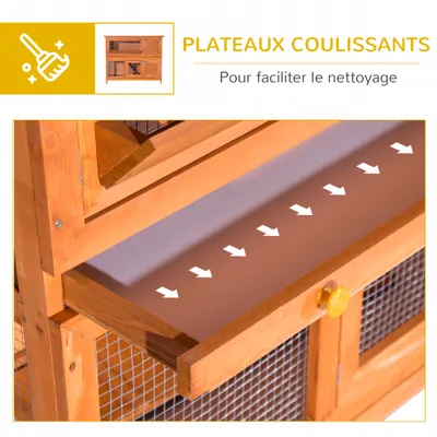 PawHut - Clapier Grande Taille 2 Étages H.100 cm - bois
