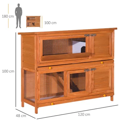 PawHut - Clapier Grande Taille 2 Étages H.100 cm - bois