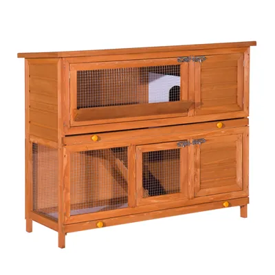 PawHut - Clapier Grande Taille 2 Étages H.100 cm - bois
