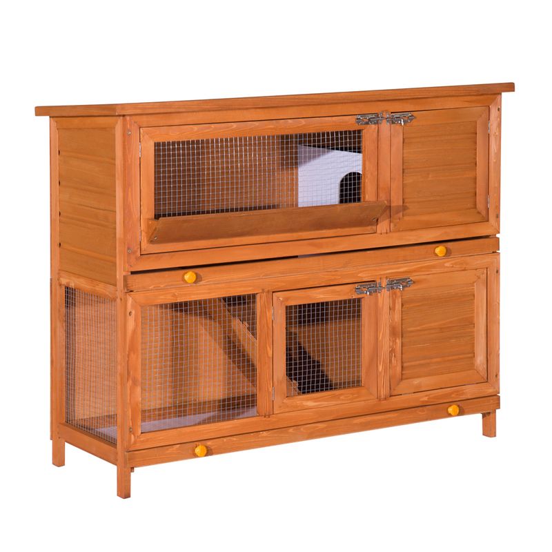 PawHut - Clapier Grande Taille 2 Étages H.100 cm - bois