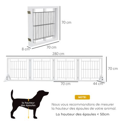 PawHut - Barrière animaux-autoportante modulable pliable - noir blanc